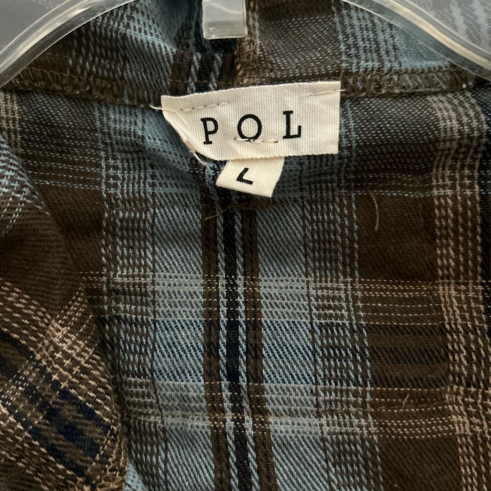 POL flannel patch, thermal button-down Shacket ho… - image 4